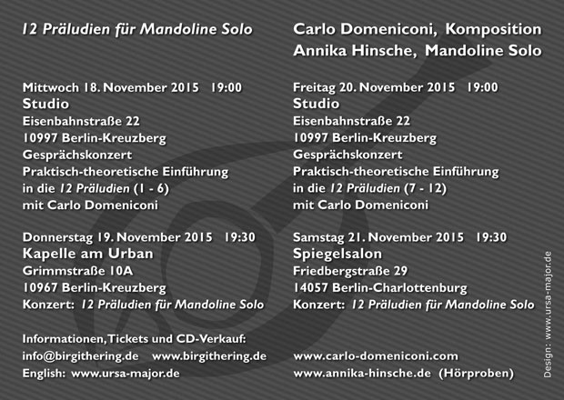 Rear of the postcard for a concert series by Carlo Domeniconi and Annika Hinsche