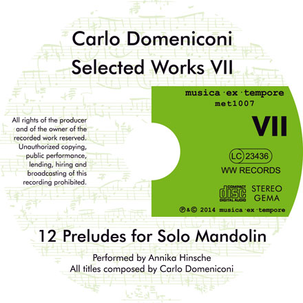 CD label for Selected Works VII: 12 Preludes for solo mandolin