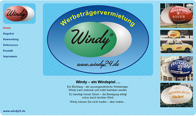 Windy 24 wind-driven advertising - website design by Ursa Major Design in Berlin